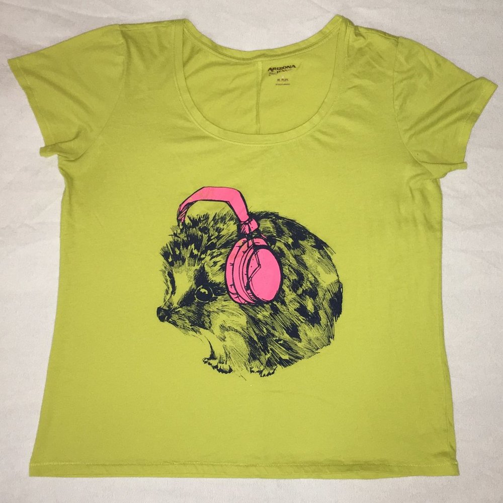 Short Sleeve Shirt Hedgehog and Headphones Design